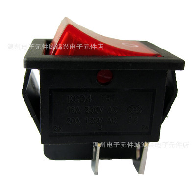 【帶燈 生產廠家 船型開關KCD4 電源開關/ 翹板 阻燃4腳 二檔】價格,廠家,圖片,電工開關,溫州電子元件城鴻興電子元件店-